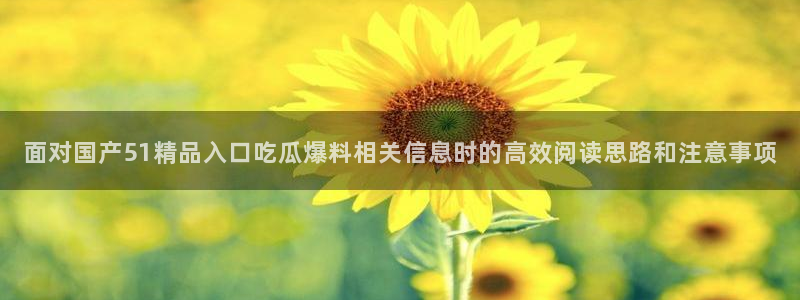 吃瓜黑料大全:面对国产51精品入口吃瓜爆料相关信息时的高效阅读思路和注意事项
